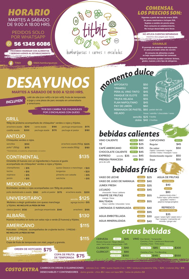 Menú TitBit Hamburguesas - Página 1